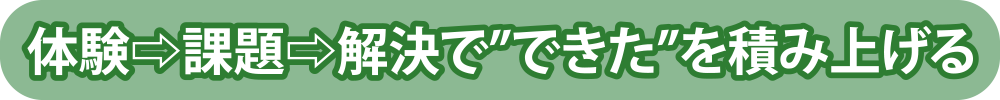 体験⇨課題⇨解決で”できた”を積み上げる